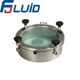 Sanitary pressure manhole cover with glass